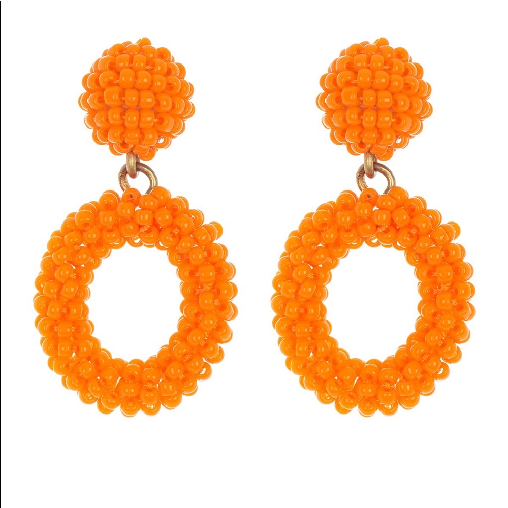 J. Crew Mini Beaded Hoop Drop Earrings